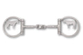 Westerngebiss D-Ring Wassertrense doppelt gebrochen mit Pferde-Motiv 12,5 cm