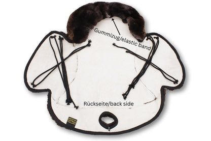 Lammfell Western Sattelsitzbezug braun-natur mit Hornausschnitt,