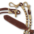 Chestnut Leder Romal Reins mit Rohhaut und Lederklatsche, rund genäht,