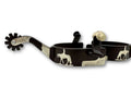 LpTrick - Westernsporen braun mit gravierter Verzierung und riding horse Emblem, Rädchensporen