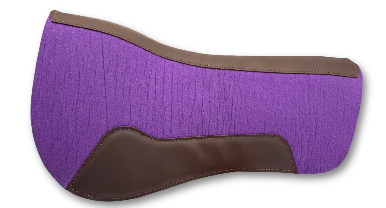 LpTrick - Western Filzpad lila roundskirt kurz mit dunkelbraunem Leder 74 x 79 cm