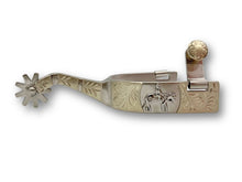 Westernsporen silber mit gravierter Verzierung und horse Emblem, Rädchensporen
