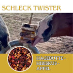 Schleck Twister Spielzeug für Pferde; Set aus Birkenholzhalterung und 2 Schleck Twister Scheiben deiner Wahl