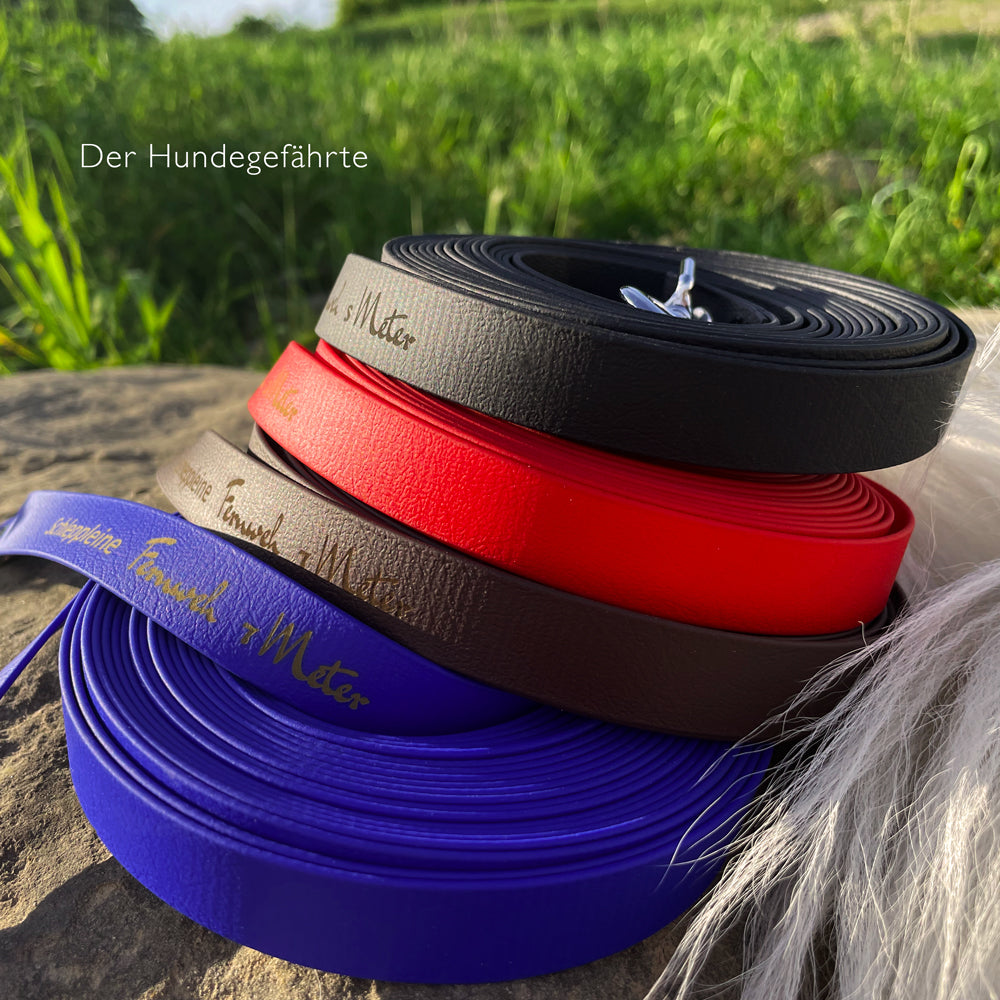 Schleppleine FERNWEH aus BioThane®/POP - Band - abnehmbarer Handgriff - 5 -15 m