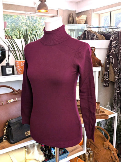 Shirt Rollkragen Unterzieher Pulli Schmal Viskose elastisch Burgund Rot, One Size - von Just Woman Collection B6009-56