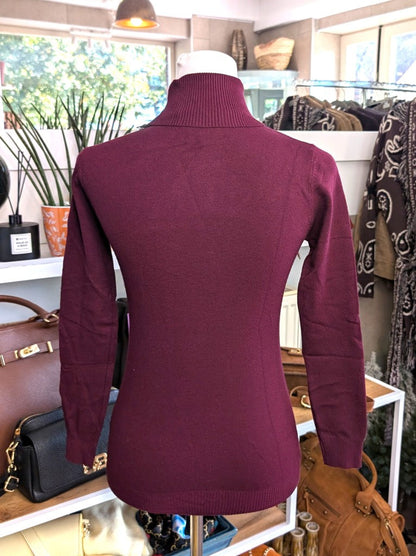 Shirt Rollkragen Unterzieher Pulli Schmal Viskose elastisch Burgund Rot, One Size - von Just Woman Collection B6009-56