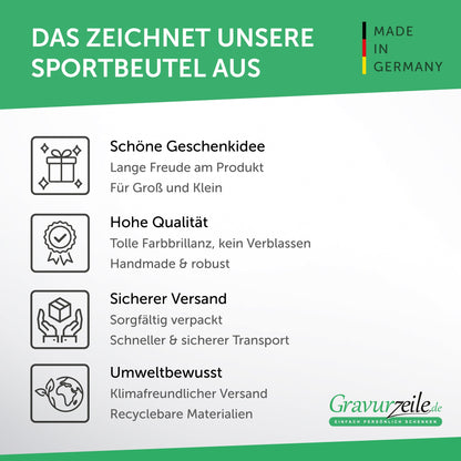 Bedruckter Turnbeutel mit Spruch „Ich geh reiten“