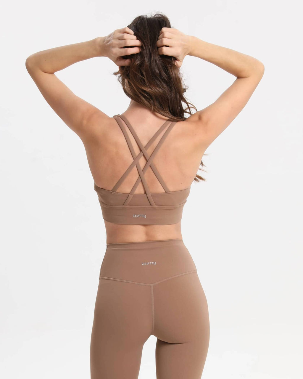 Longline Sport-BH weich stützend mit herausnehmbaren Pads - Hellbraun