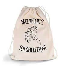 Bedruckter Turnbeutel mit Spruch „Ich geh reiten“