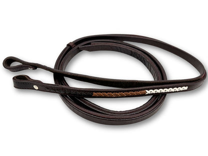 Vintage-Look Westerntrense, Set aus Kopfstück und Vorderzeug, Split Reins dunkelbraun - LpTrick