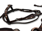 Vintage-Look Westerntrense, Set aus Kopfstück und Vorderzeug, Split Reins dunkelbraun - LpTrick