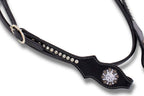 Elegante Kaltblut Westerntrense schwarz mit klaren Strasssteinchen,