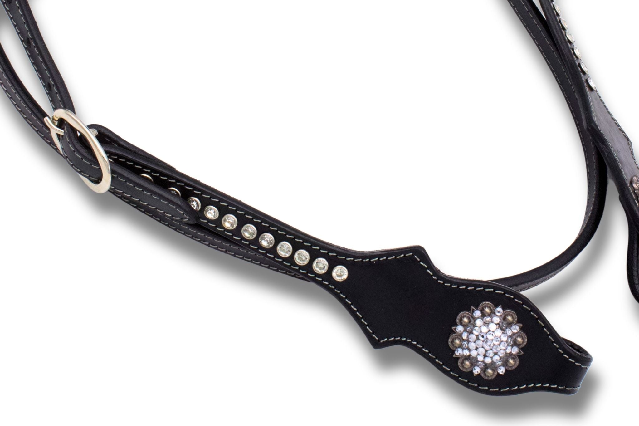 Elegante Kaltblut Westerntrense schwarz mit klaren Strasssteinchen,