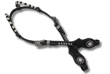 Kaltblut Zweiohr Westerntrense schwarz/weiß mit Perlen-Earloop,