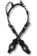 Kaltblut Zweiohr Westerntrense schwarz/weiß mit Perlen-Earloop