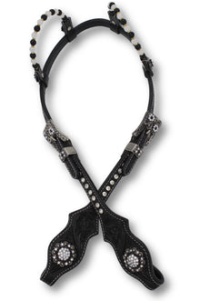 Kaltblut Zweiohr Westerntrense schwarz/weiß mit Perlen-Earloop