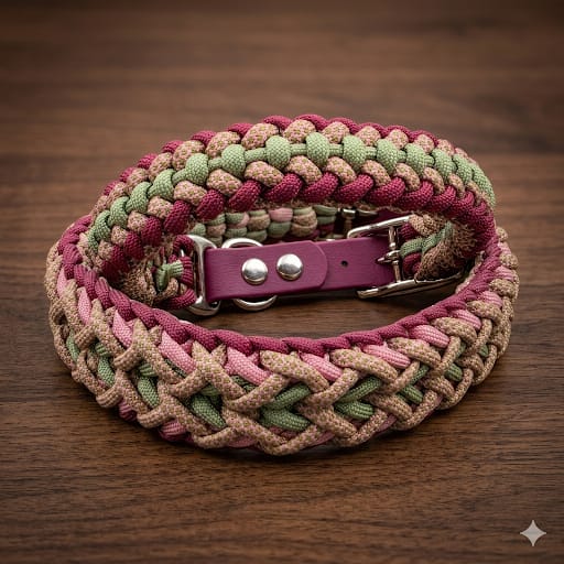 Pfotenlieblinge - Handgemachtes Paracord-Hundehalsband „Rosé Sage“