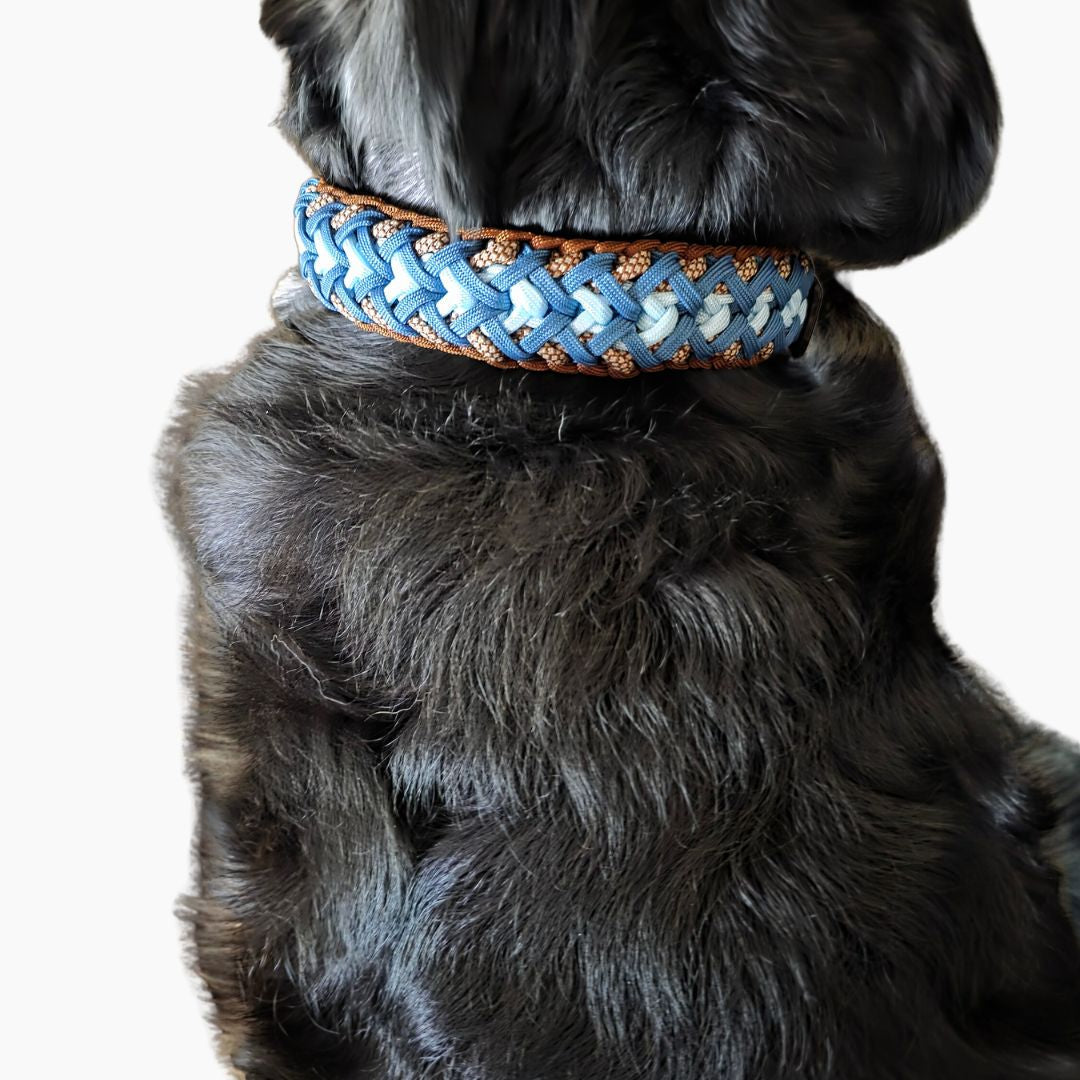 Pfotenlieblinge - Handgemachtes Paracord-Hundehalsband „Ocean Mocha“