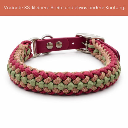 Pfotenlieblinge - Handgemachtes Paracord-Hundehalsband „Rosé Sage“