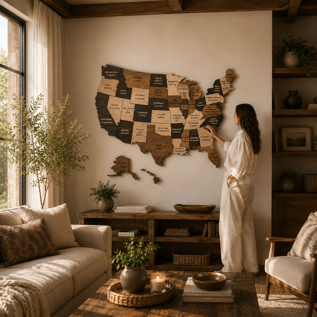 🇺🇸 USA 3D Wooden Map
