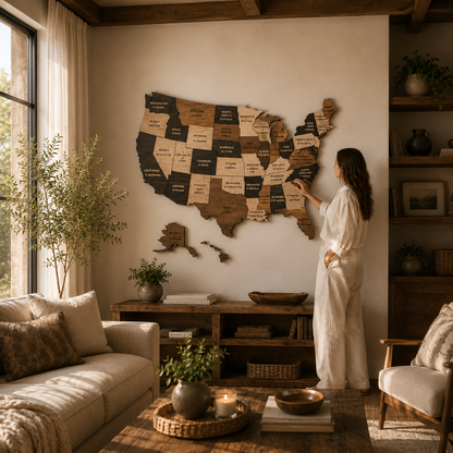 🇺🇸 USA 3D Wooden Map