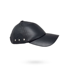 Baseball Cap Leder Outdoor Kappe Lederkappe Käppi Unisex Schwarz
