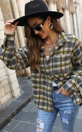 Yellow Brushed Check Oversized Pocket Detail Shacket Shirt Jacket In Grey
