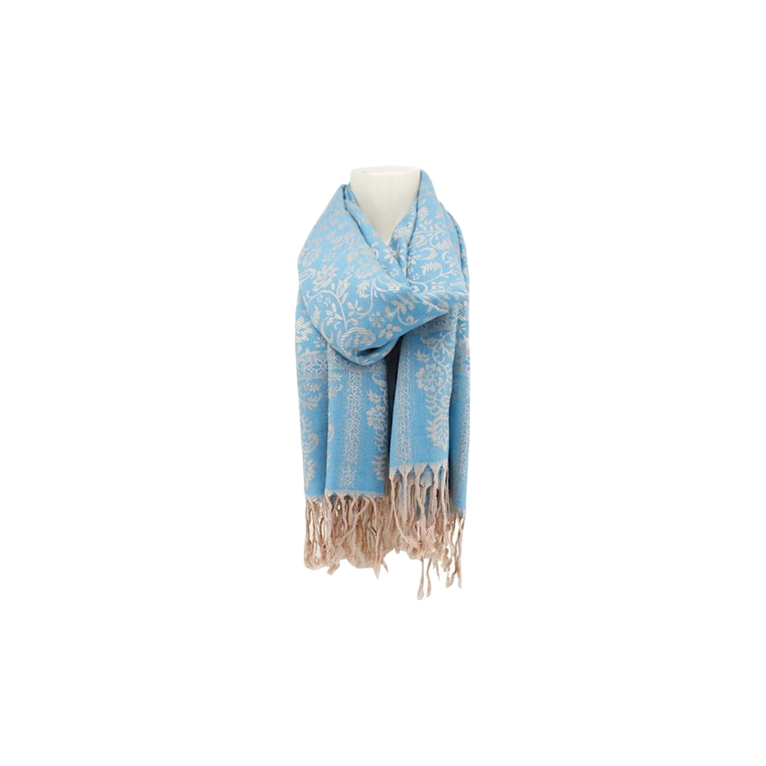 Damen Brokat Schal / Paisley Muster: Fransenschal seidig weich 175x70cm