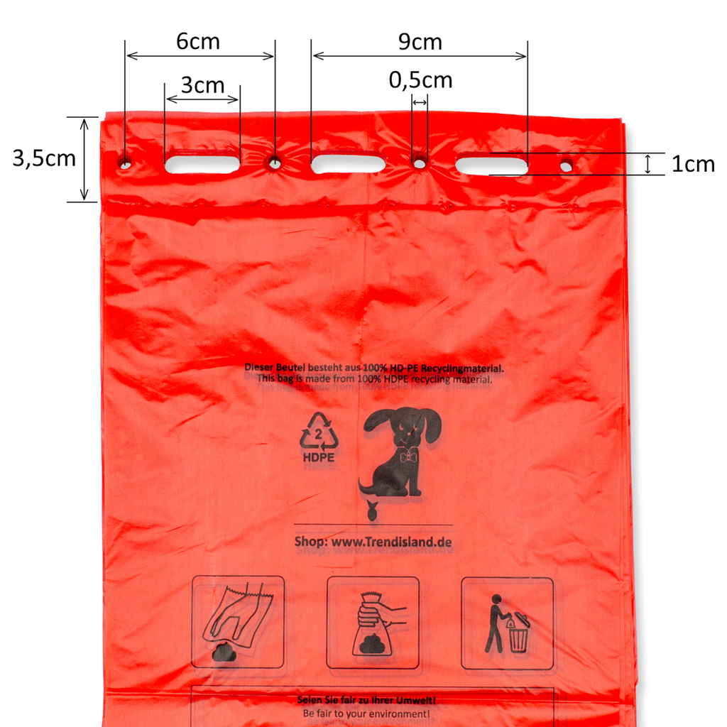 1000 rote Hundekotbeutel zum Aufhängen 21×31,5 cm – Reißfest, geruchsdicht & umweltfreundlich