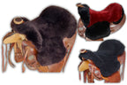 Lammfell Western Sattelsitzbezug dunkelbraun mit Hornausschnitt,