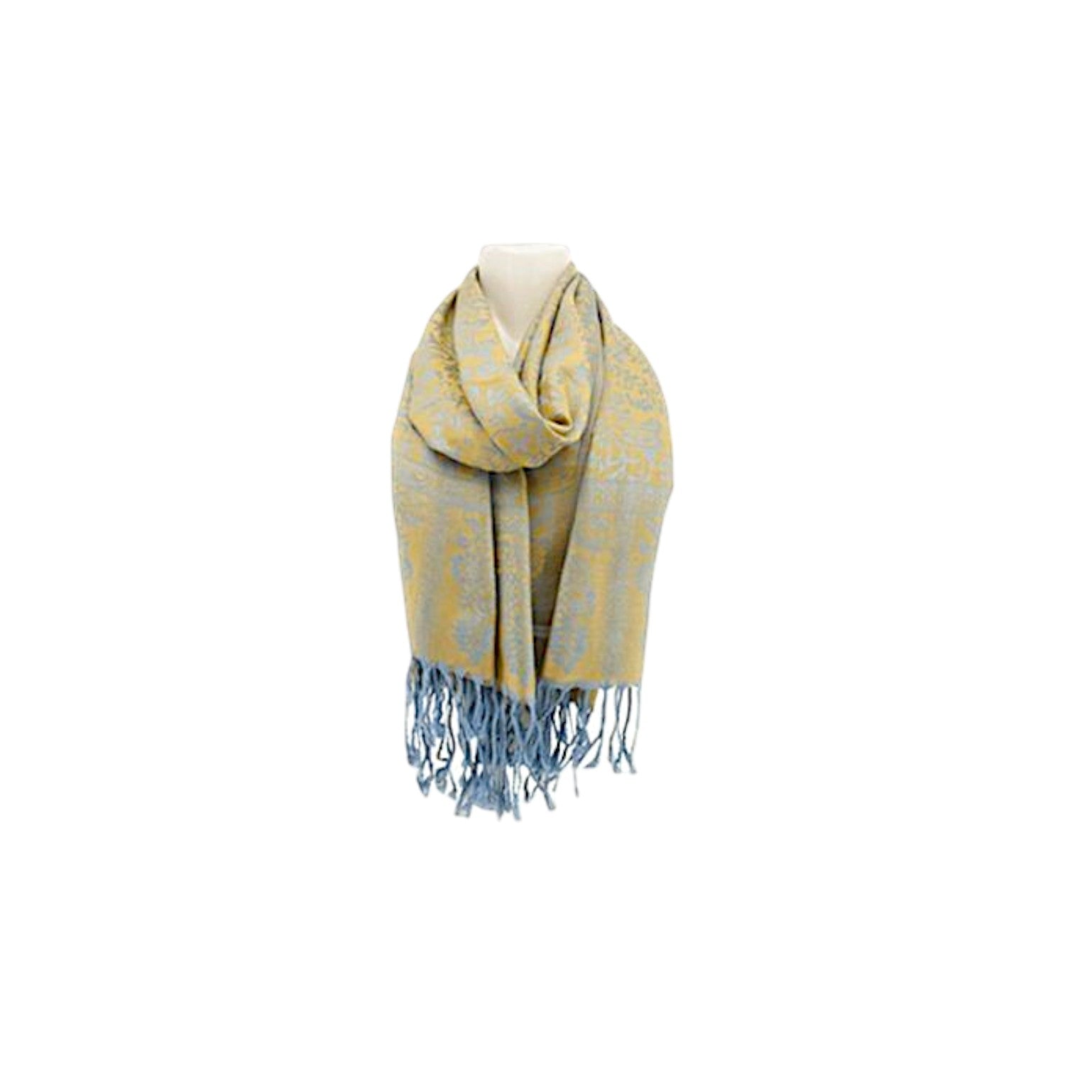 Damen Brokat Schal / Paisley Muster: Fransenschal seidig weich 175x70cm