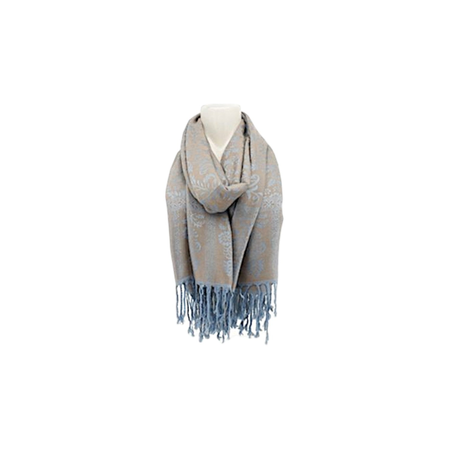 Damen Brokat Schal / Paisley Muster: Fransenschal seidig weich 175x70cm