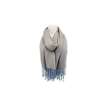 Damen Brokat Schal / Paisley Muster: Fransenschal seidig weich 175x70cm