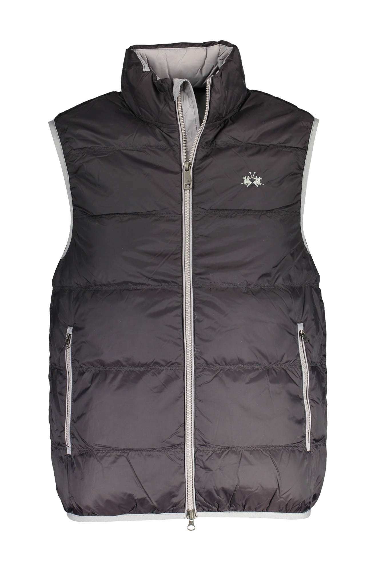 LA MARTINA Black Man Ärmellose Jacke Herren – Mit Kontrastdetails & Stickerei