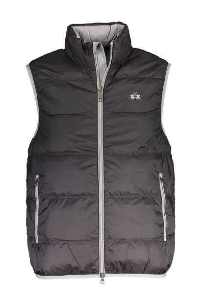 LA MARTINA Black Man Ärmellose Jacke Herren – Mit Kontrastdetails & Stickerei