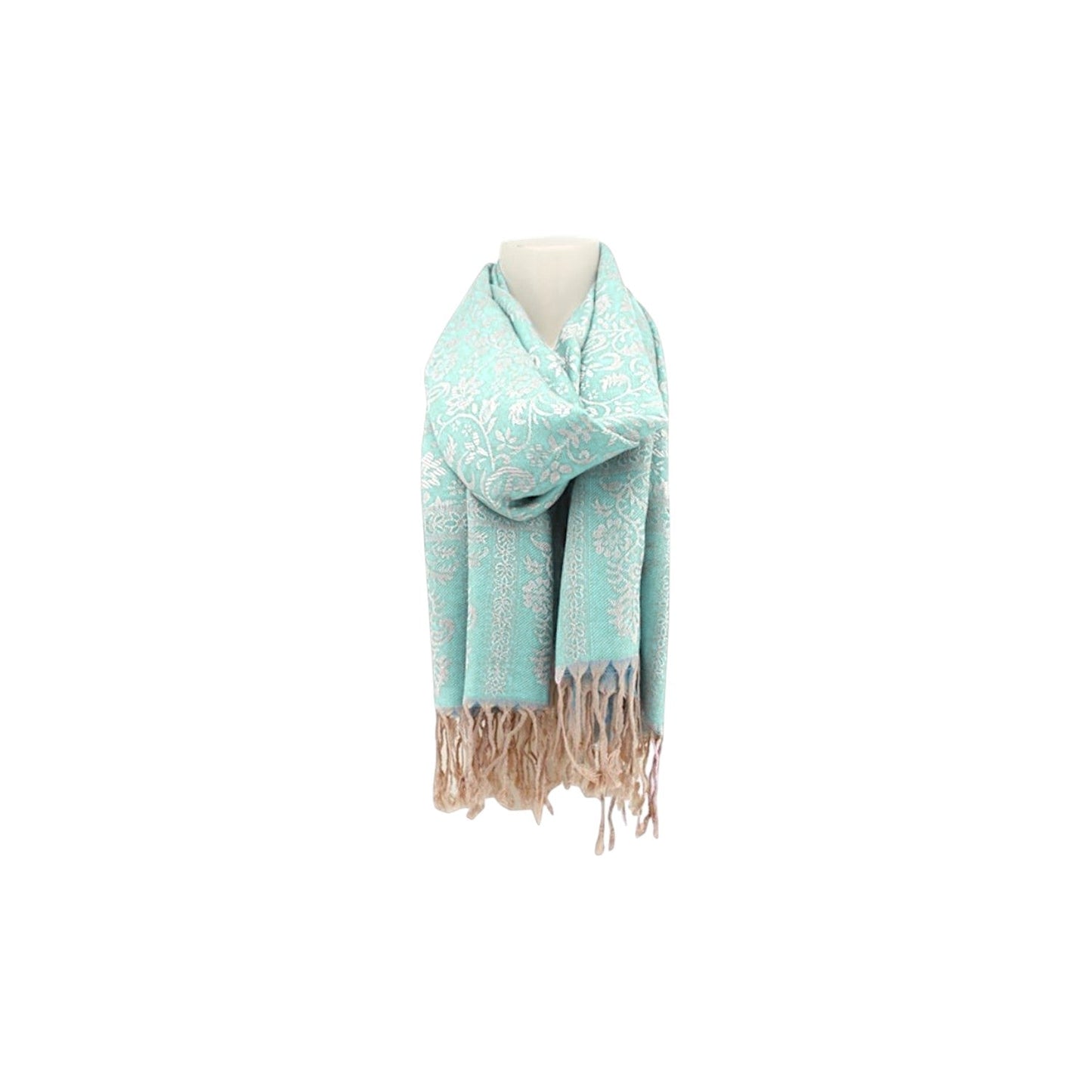 Damen Brokat Schal / Paisley Muster: Fransenschal seidig weich 175x70cm