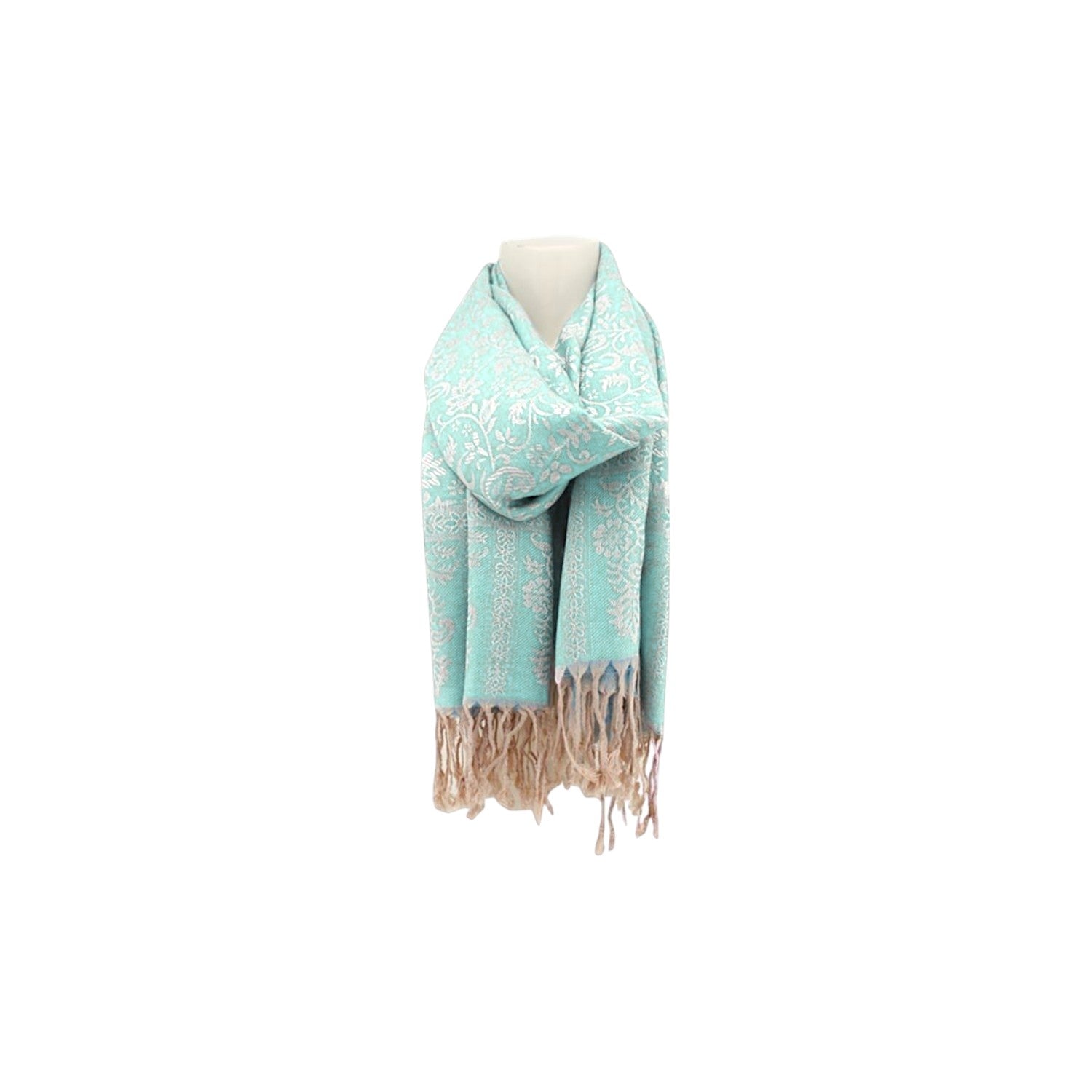 Damen Brokat Schal / Paisley Muster: Fransenschal seidig weich 175x70cm