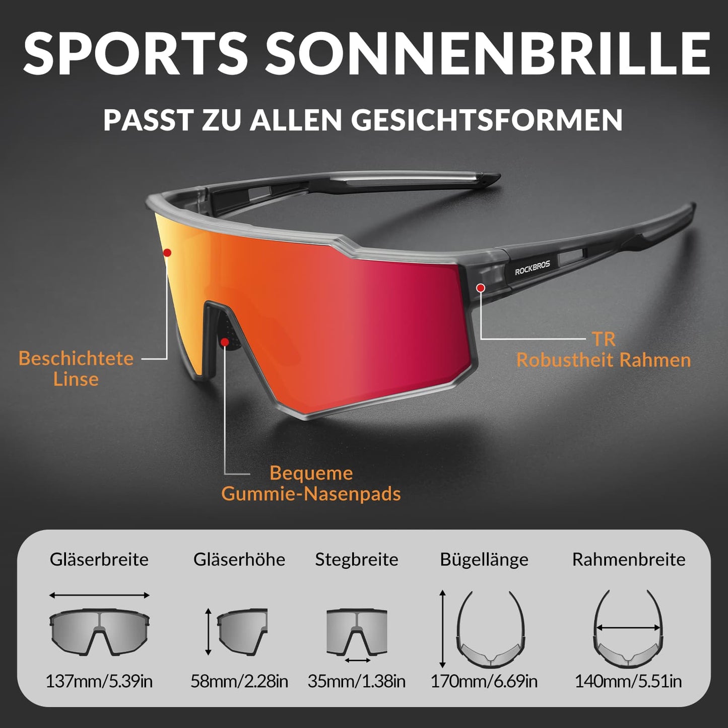 Polarisierte Sport-Sonnenbrille für den Outdoorsport