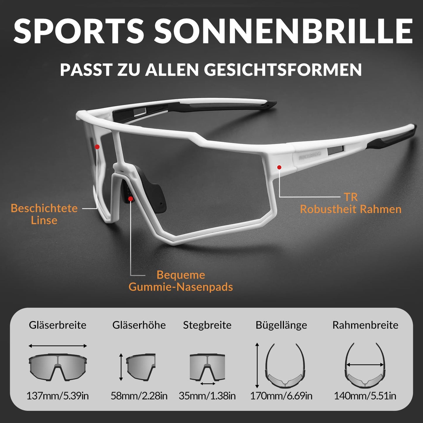 Polarisierte Sport-Sonnenbrille für den Outdoorsport