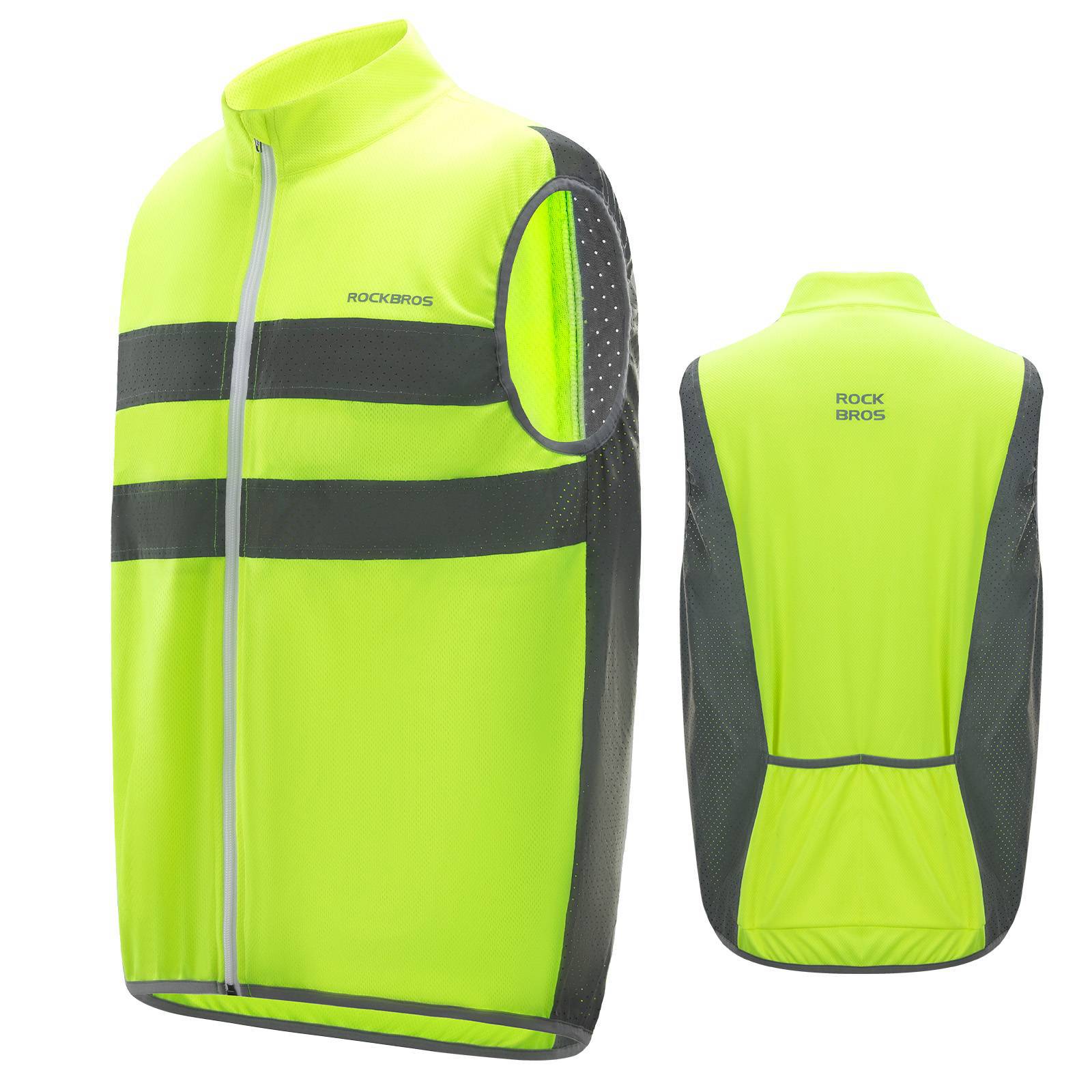 ROCKBROS Reflektierende Weste Reiten Sicherheitsweste Fluoreszierend Grün