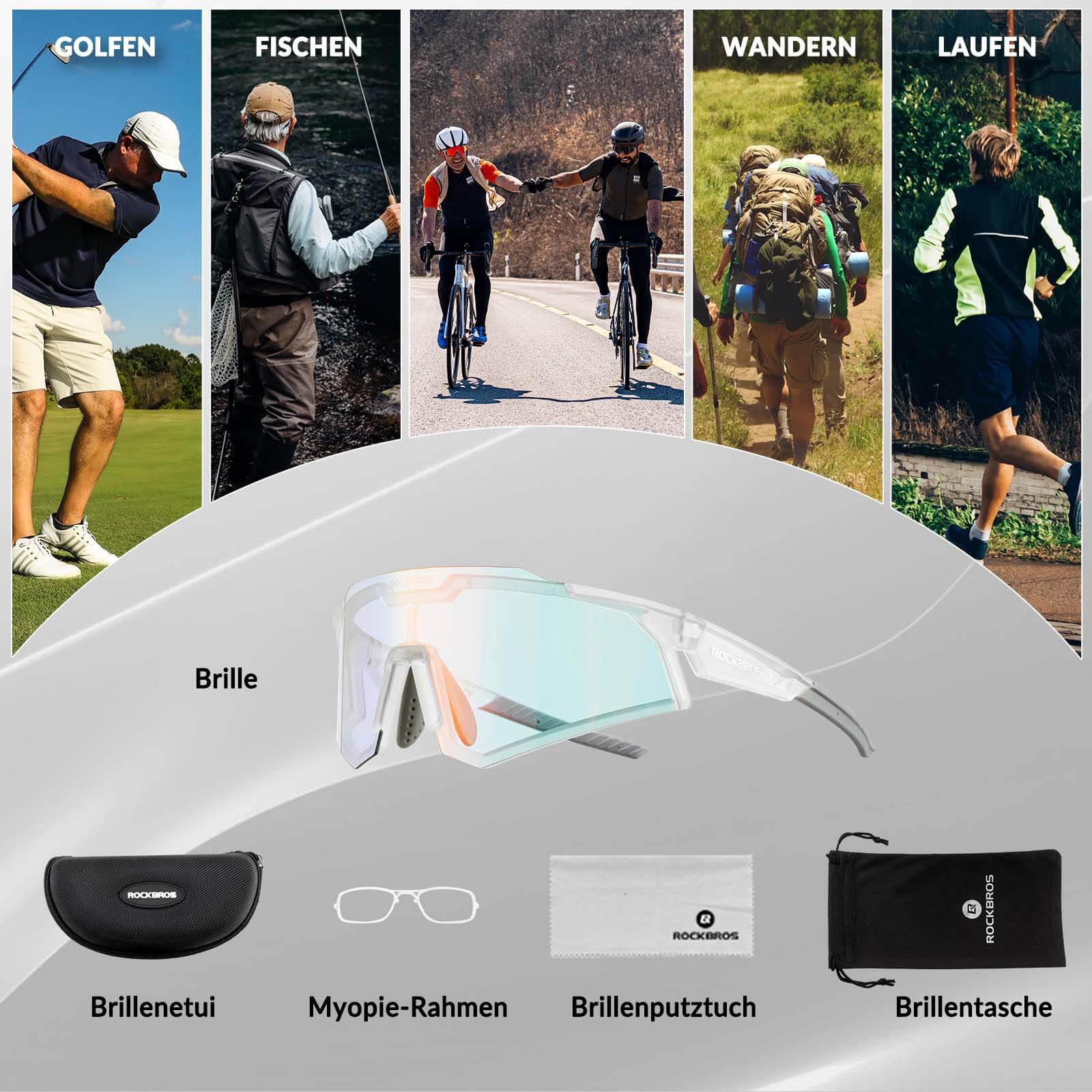 ROCKBROS Sonnenbrille Selbsttönend Outdoor UV400 Schutz