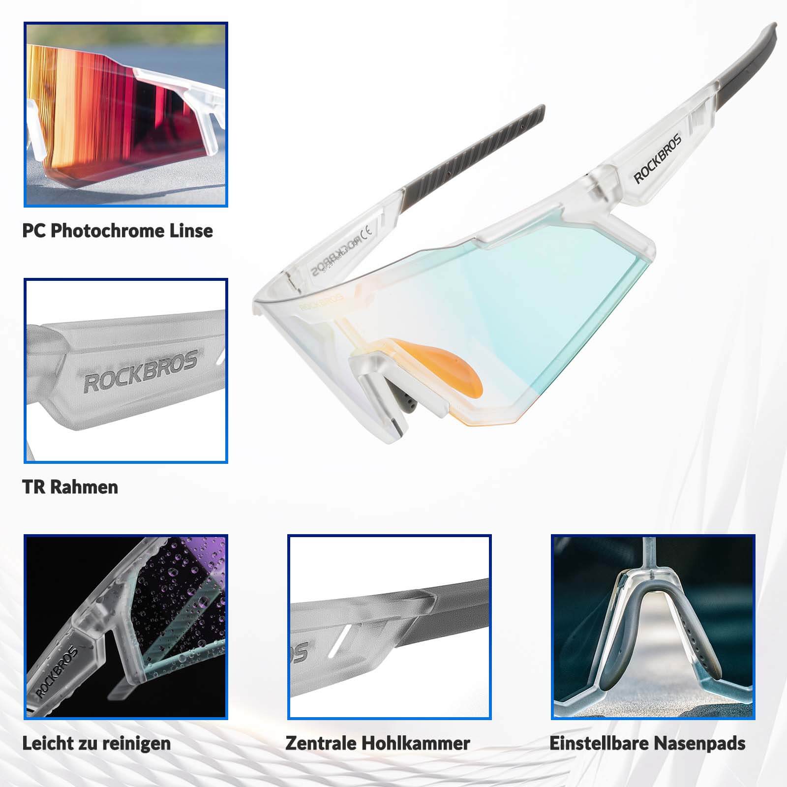 ROCKBROS Sonnenbrille Selbsttönend Outdoor UV400 Schutz