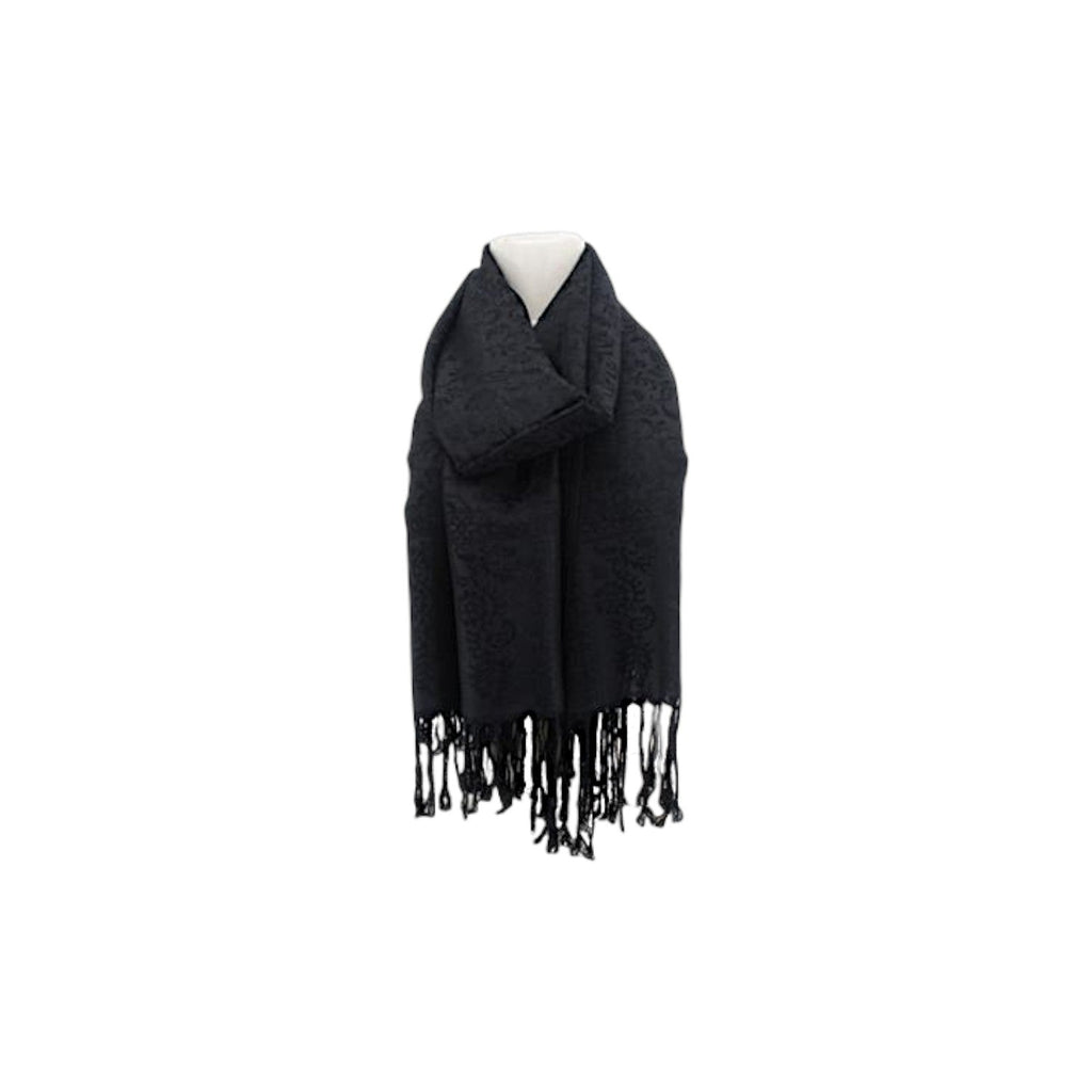 Damen Brokat Schal / Paisley Muster: Fransenschal seidig weich 175x70cm