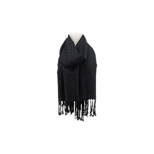 Damen Brokat Schal / Paisley Muster: Fransenschal seidig weich 175x70cm