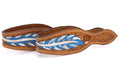 Leder Slobber Bars, slobber straps mit blau-weißer Feder