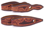 Leder Slobber Bars, slobber straps mit Blumenpunzierung rotbraun,