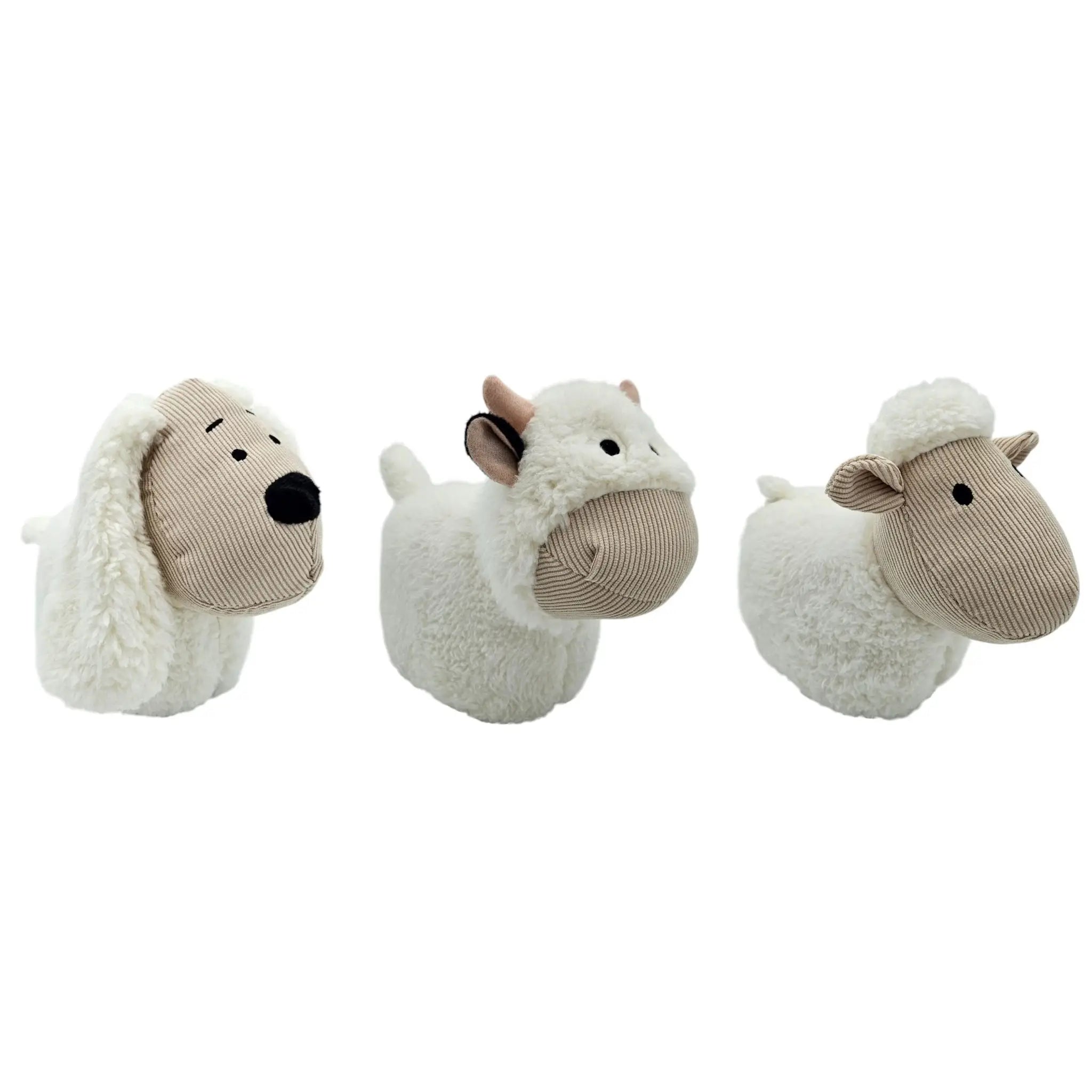 Türstopper Türsack Schaf Kuh Hund Türpuffer für Boden Stoff und Sand weiß beige