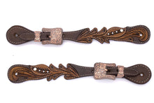 Vintage Western Sporenriemen mit verzierten kupferfarbenen Schnallen