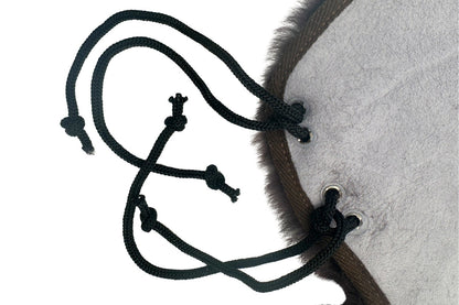 Lammfell Western Sattelsitzbezug dunkelbraun mit Hornausschnitt,