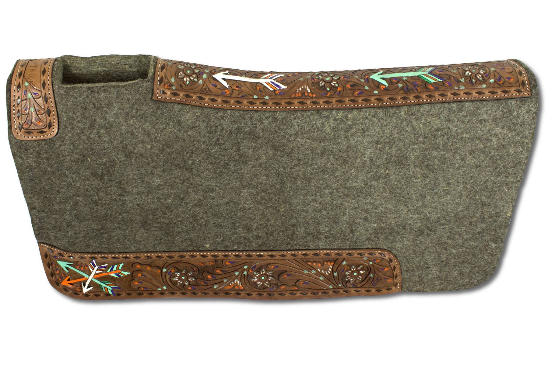 Westernpad Wollfilz mit punzierten Blumen und Pfeilen square Show,